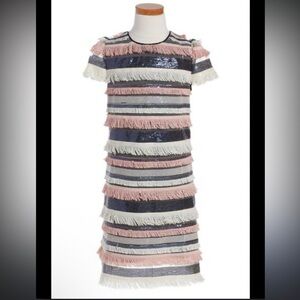 Milly Minis Striped Fringe Kids Dress - 10